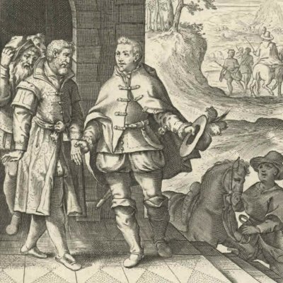 Ignace quitte sa famille pour le monastère de Monserrat (Vita I. Loiolæ, 1622)