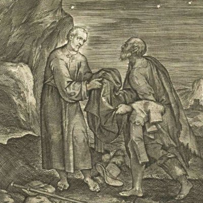 Ignace fait don de ses vêtements à un pauvre (Vita I. Loiolæ, 1622)