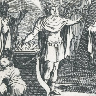 Mucius Scaevola met sa main au feu devant Porsenna (Clélie 9, 1656) - Chauveau