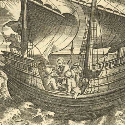 Ignace prêche les marins mécréants au péril de sa vie (Vita I. Loiolæ, 1622)