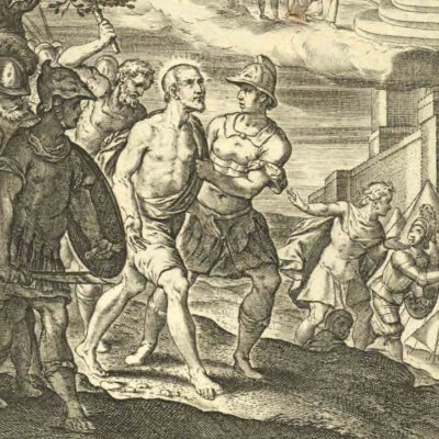 Ignace capturé comme espion et dévêtu par les Espagnols (Vita I. Loiolæ, 1622)
