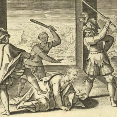 Ignace battu pour avoir rétabli la discipline au couvent (Vita I. Loiolæ, 1622)