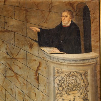 Luther prêchant (prédelle de l’autel de l’église de Wittenberg)