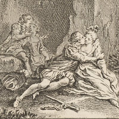 Arondel and La Trimouille find their belles at the Sainte-Baume (Voltaire, La Pucelle d'Orléans, ch. 9, 1762)