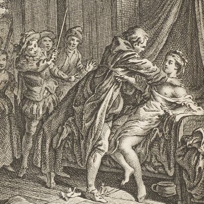 Monrose surprend l'aumônier violant Agnès (Voltaire, La Pucelle d’Orléans, ch. 10, 1762)