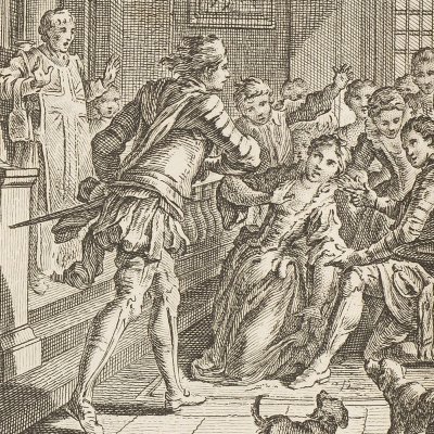 La Trimouille surprend Chandos avec Dorothée (Voltaire, La Pucelle d’Orléans, ch. 14, 1762)