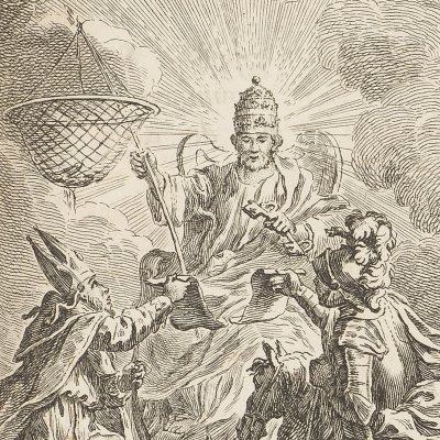 Saint Georges et saint Denis devant saint Pierre (Voltaire, La Pucelle d’Orléans, 1762)