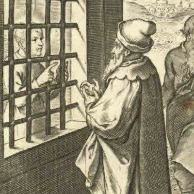 Ignace emprisonné prêche depuis sa prison (Vita I. Loiolæ, 1622)