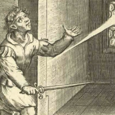 Ignatius' assassin is put to flight by a heavenly voice (Vita I. Loiolæ, 1622)