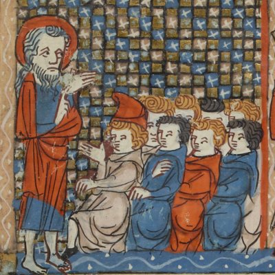 St Christophe prêchant & décapité (Ms Fr 185, fol. 111r) - Jeanne de Montbaston