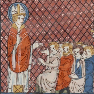 Saint Lambert prêchant et décapité (Ms Fr 185, fol. 214r) - Jeanne de Montbaston