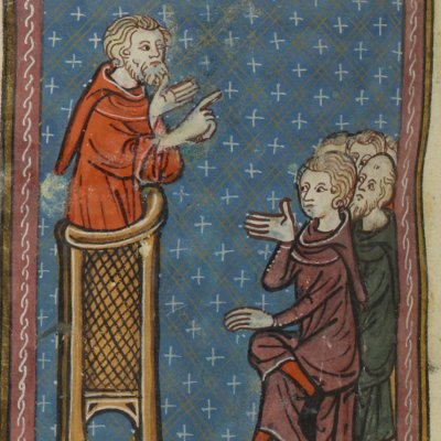 Saint Dominique prêchant (Ms Fr 185, fol. 240v) - Jeanne de Montbaston