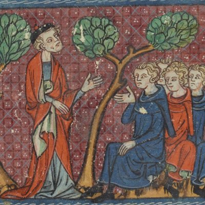 Saint Augustin prêchant (Ms Fr 185, fol. 247r) - Jeanne de Montbaston