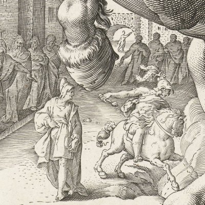Portrait de Marcus Curtius et scène de sa deuotio - Hendrick Goltzius