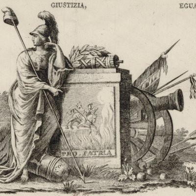 Repubblica Cisalpina, avec une stèle Pro Patria de Marcus Curtius