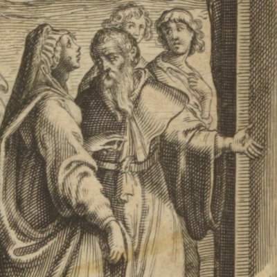 Adamas fait entrer chez lui Bellinde & sa suite (L’Astrée 1633, V, 5)