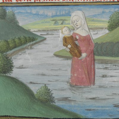 Lancelot emmené par Vivienne, la Dame du Lac (Lancelot du lac, Ms Fr 113)