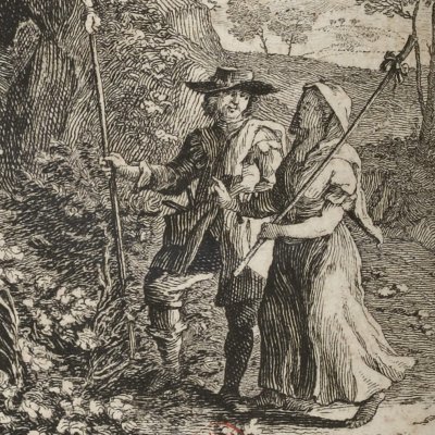 Lycidas montre à Phillis la caverne de Céladon (L’Astrée, 1733, V, 7) - Rigaud