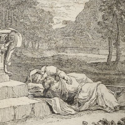 Diane & Astrée à la fontaine de Vérité d’Amour (L’Astrée, 1733, V, 8) - Rigaud