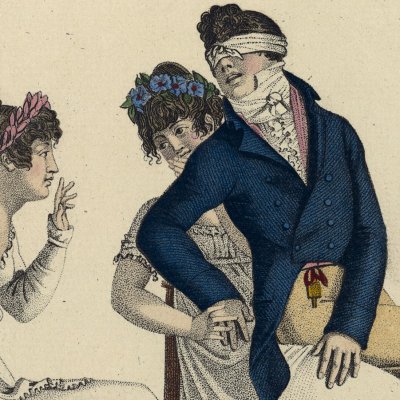 Colin Maillard assis (Modes & Usages de Paris, n°66, 1827)
