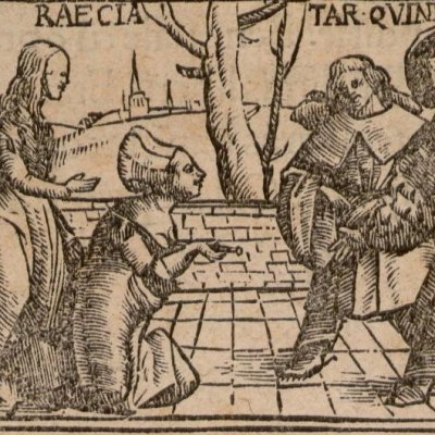 Page de titre avec Tarquin et Lucrèce  (Th. More, Utopie, Bâle, 1518)