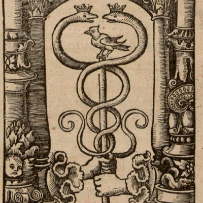 L’oiseau au caducée, emblème de J. Froben (Th. More, Utopie, Bâle, 1518)