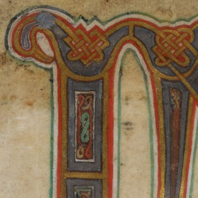 INI, initiales de l’évangile de Marc (Évangiles Æthelstan)