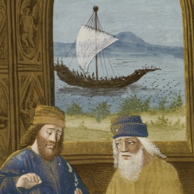 Caton l’Ancien parlant à Scipion l’Africain et à Lælius (Cicéron, De senectute)