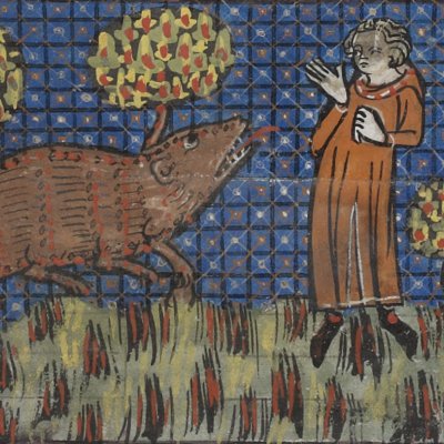 La vuivre attaque l’homme vêtu (Isopet FR15213) - R. de Montbaston