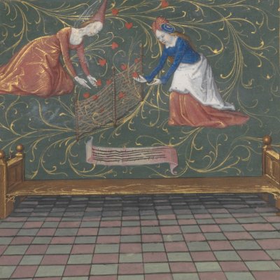 2e tapisserie, des cœurs pris à l’osier (Livre du Cœur d’Amour épris, fr24399)