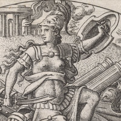 Bellone assise sur un trophée d’armes - Étienne Delaune