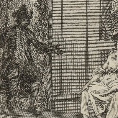 La belle au bois dormant, vignette (Histoires ou contes du temps passé, La Haye, 1742) - Fokke d'après de Sève