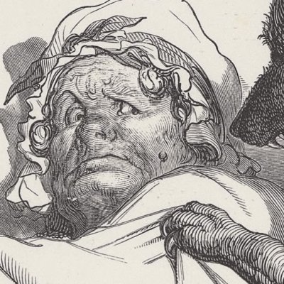 Little Red Riding Hood: the grandmother (Contes de Perrault, Hetzel, 1867) - Doré