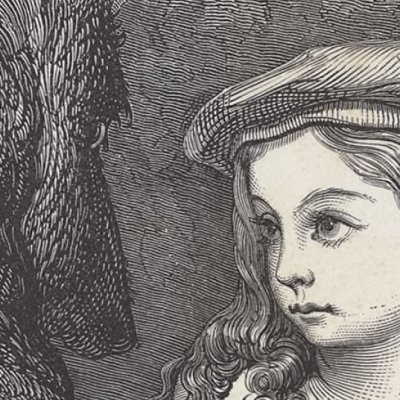 Le petit chaperon rouge : le loup (Contes de Perrault, Hetzel, 1867) - Doré