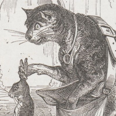 Le chat botté chasse un lapin (Contes de fées, Hachette, 1893)