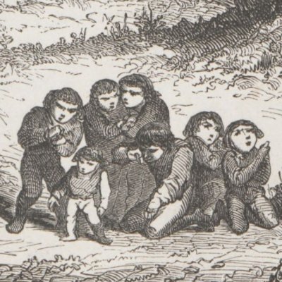 Le petit poucet. Les enfants dans la forêt (Contes de fées, Hachette, 1871) - Bertall