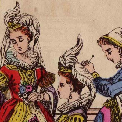 Les sœurs se parent pour le bal  (Cendrillon, livre d’images d’Épinal)