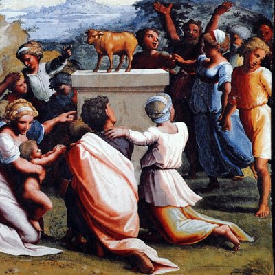 L’adoration du veau d’or (loge de Raphaël, travée 9) - atelier de Raphaël