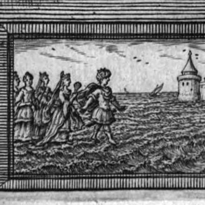 Frontispice du tome 8 (Les mille et une nuit, P. Husson, 1714)