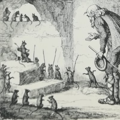 Minecco Aniello devant le roi Rosecone (Pentamerone, Londres, 1848) - Cruikshank