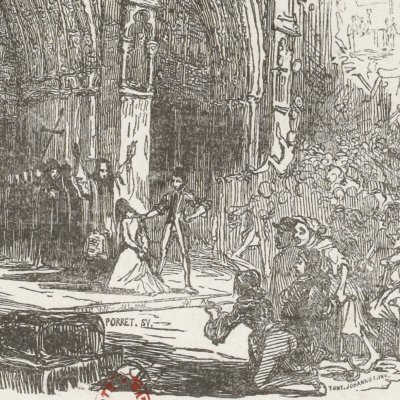 Amende honorable d’Esmeralda devant la cathédrale (Notre-Dame de Paris, éd. Gosselin, 1831) - Tony Johannot