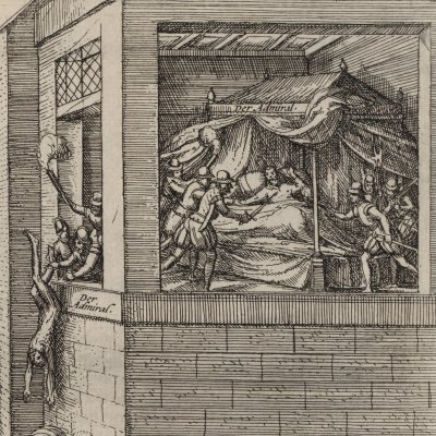 Assassinat de Coligny & massacre de la St-Barthélémy, 23 août 1572 - Hogenberg