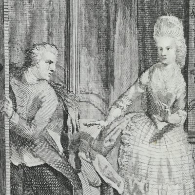 Jones empêche Nightingale ivre d’entrer  (Tom Jones, Novelist’s Mag 1781)