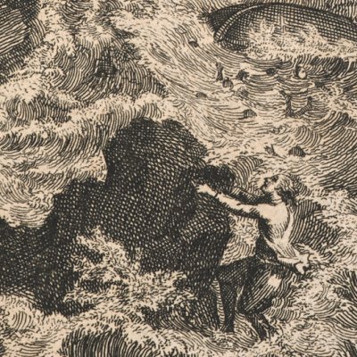 Naufrage de Robinson (Robinson Crusoe, tr. fr., Amsterdam, Chatelain, 1720) - Picart
