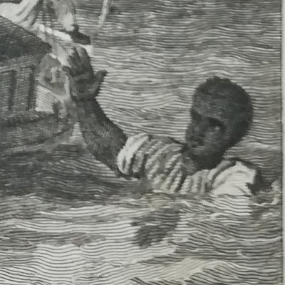 Le serviteur Maure à la mer (Robinson Crusoe, Novelist’s Mag, 1781) - Stothard