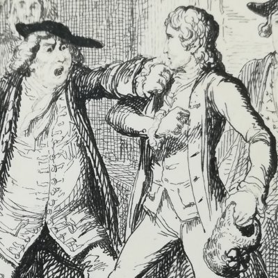 Empoignade de Western avec Jones à Upton (Tom Jones, Londres, Cochrane, 1831)