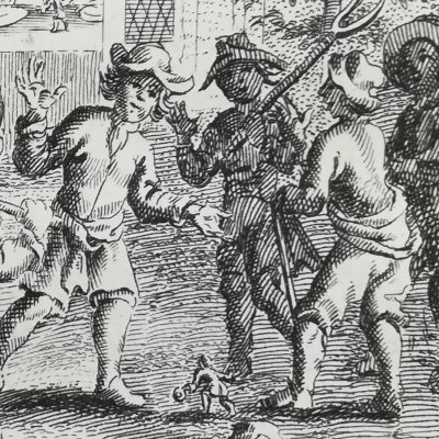 Gulliver promené à Brobdingnag (Gulliver’s Travels, Londres, Motte, 1731)