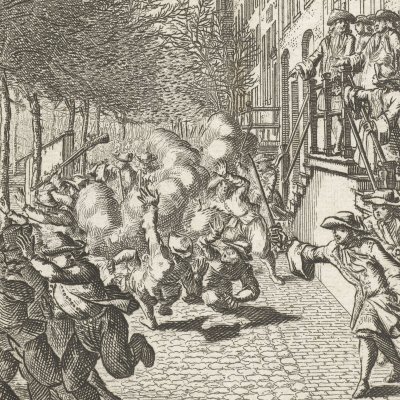 Émeute d’Amsterdam, janv. 1696. Fusillade devant la maison du maire - L. Scherm