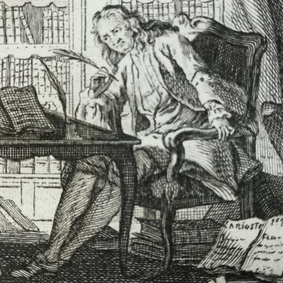 La Fontaine au travail (La Fontaine, Contes, 1743) - Cochin