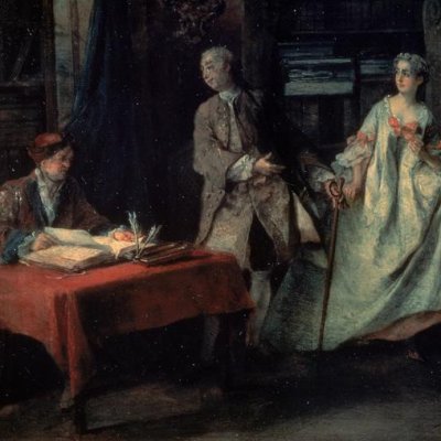 A femme avare galant escroc (version de Moscou) - Nicolas Lancret